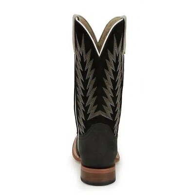 Pre-owned Justin Boots Justin Men's Jp2506 Hombre 13" Black Medium Square Toe Block Heel Western Boots In Matte Black (black)