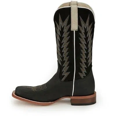 Pre-owned Justin Boots Justin Men's Jp2506 Hombre 13" Black Medium Square Toe Block Heel Western Boots In Matte Black (black)