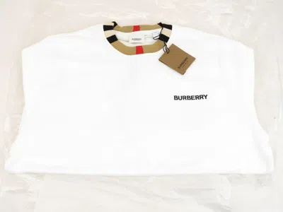 Pre-owned Burberry $510  Jarrad White Cotton Icon Stripe Collar Black Logo Sweater M