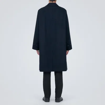 Pre-owned Muji Mens Recycled Wool Blend Coat Dark Navy Fedex In Blue