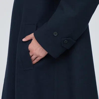 Pre-owned Muji Mens Recycled Wool Blend Coat Dark Navy Fedex In Blue