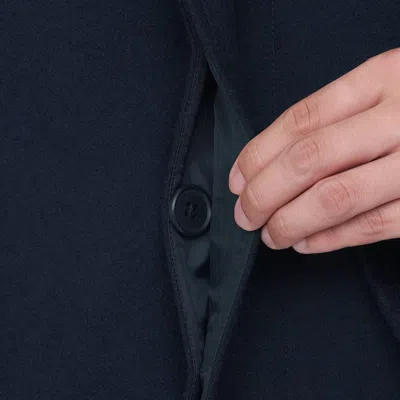 Pre-owned Muji Mens Recycled Wool Blend Coat Dark Navy Fedex In Blue