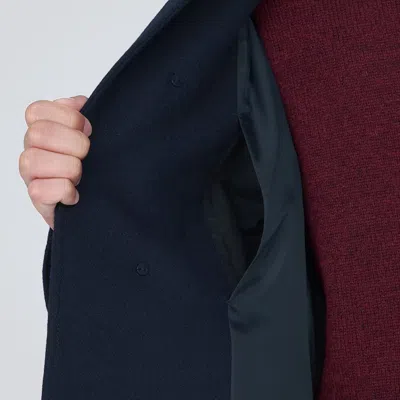 Pre-owned Muji Mens Recycled Wool Blend Coat Dark Navy Fedex In Blue
