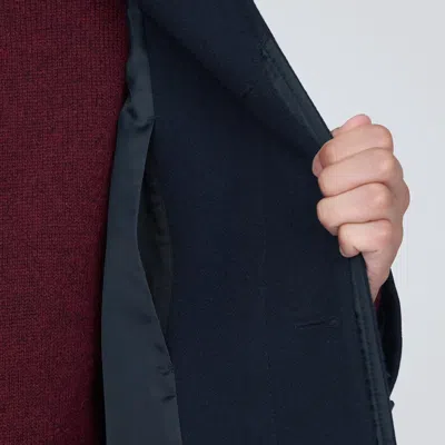 Pre-owned Muji Mens Recycled Wool Blend Coat Dark Navy Fedex In Blue