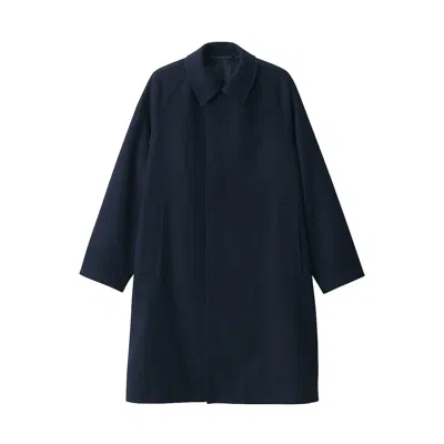 Pre-owned Muji Mens Recycled Wool Blend Coat Dark Navy Fedex In Blue