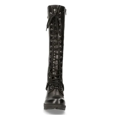 Pre-owned New Rock Newrock Rock Womens Boots Style M.tr005 S1 Black Steel Heels