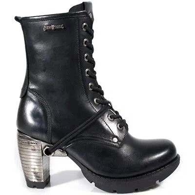 Pre-owned New Rock Newrock Rock Womens Boots Style M.tr001 S1 Black Steel Heels