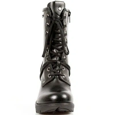 Pre-owned New Rock Newrock Rock Womens Boots Style M.tr001 S1 Black Steel Heels