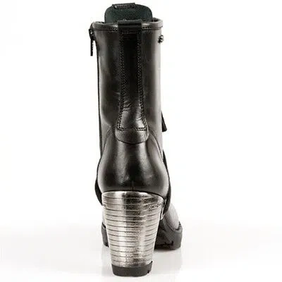 Pre-owned New Rock Newrock Rock Womens Boots Style M.tr001 S1 Black Steel Heels