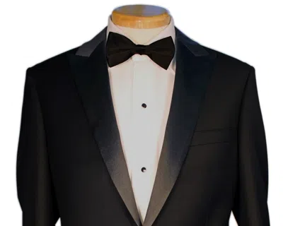 Pre-owned Valentino Marco  Super 150's Wool & Cashmere Black Slim Fit Peak Lapel Tuxedo