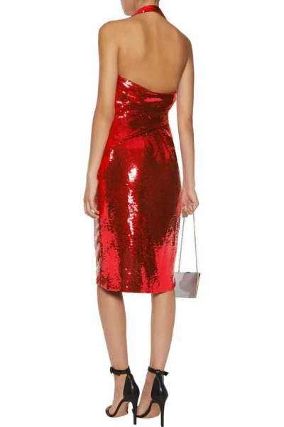 Pre-owned Moschino April Special  Couture Jeremy Scott Red Sequined Halterneck Dress