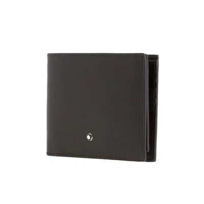 Pre-owned Montblanc Sartorial Leather 2 View Pockets Wallet Purse Card Holder For Men In Black