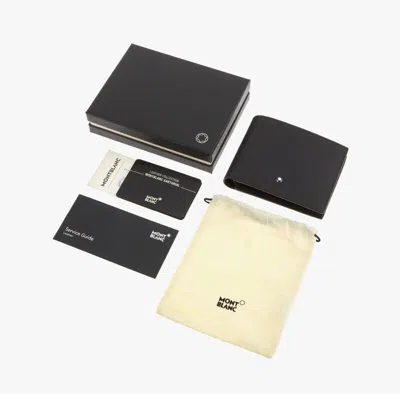 Pre-owned Montblanc Sartorial Leather 2 View Pockets Wallet Purse Card Holder For Men In Black