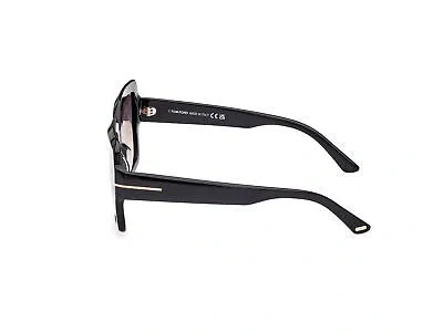 Pre-owned Tom Ford Ft1082 01b Plastic Shiny Black Gradient Smoke 54 Mm Women's Sunglasses In Gray