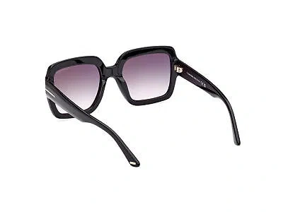 Pre-owned Tom Ford Ft1082 01b Plastic Shiny Black Gradient Smoke 54 Mm Women's Sunglasses In Gray
