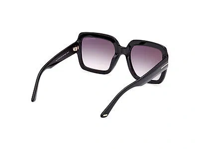 Pre-owned Tom Ford Ft1082 01b Plastic Shiny Black Gradient Smoke 54 Mm Women's Sunglasses In Gray