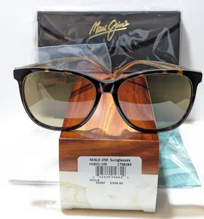 Pre-owned Maui Jim Isola Tortoise Tan Arms / Hcl Bronze Polarized Sunglasses Mj821-10e