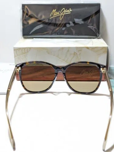Pre-owned Maui Jim Isola Tortoise Tan Arms / Hcl Bronze Polarized Sunglasses Mj821-10e