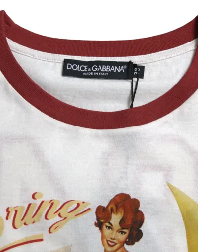 Pre-owned Dolce & Gabbana Top White Bring Me To The Moon T-shirt It40 / Us6 / S Rrp 520usd
