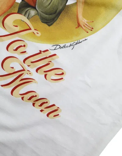 Pre-owned Dolce & Gabbana Top White Bring Me To The Moon T-shirt It40 / Us6 / S Rrp 520usd