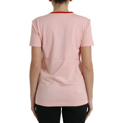 Pre-owned Dolce & Gabbana T-shirt Pink Sacred Heart Cotton Crew Neck It42/us8/m Rrp 420usd