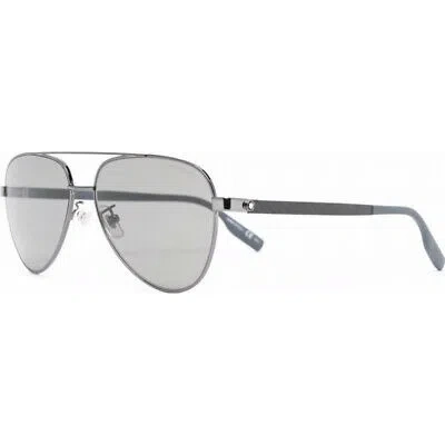 Pre-owned Montblanc Mont Blanc Mb0182s-002 Ruthenium Grey Grey Sunglasses