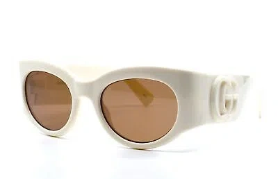 Pre-owned Gucci Gg1544s-004-53 Ivory Sunglasses In Brown