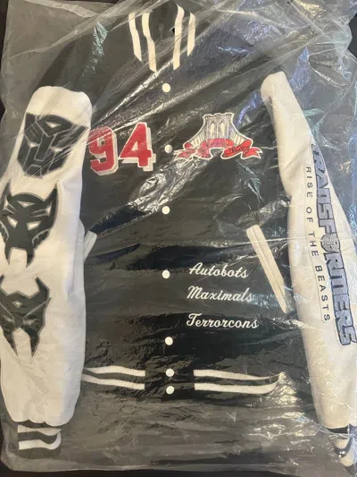 Pre-owned Awake Ny X Transformers Varsity Jacket Ultra Rare 1/5 Ever Made In Black/red/white