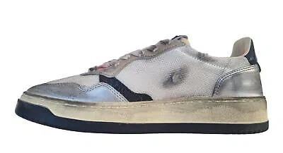 Pre-owned Autry Leather And Suede Sneakers Shoes Avlm Ms13 White Silver Super Vintage In White + Silver Black