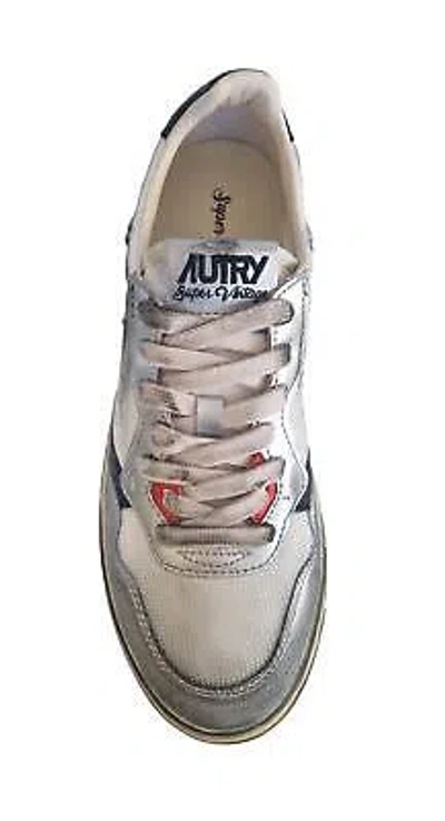 Pre-owned Autry Leather And Suede Sneakers Shoes Avlm Ms13 White Silver Super Vintage In White + Silver Black