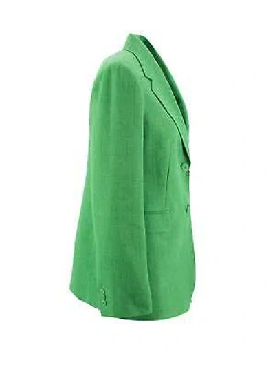 Pre-owned Max Mara Studio Linen Blazer In Green