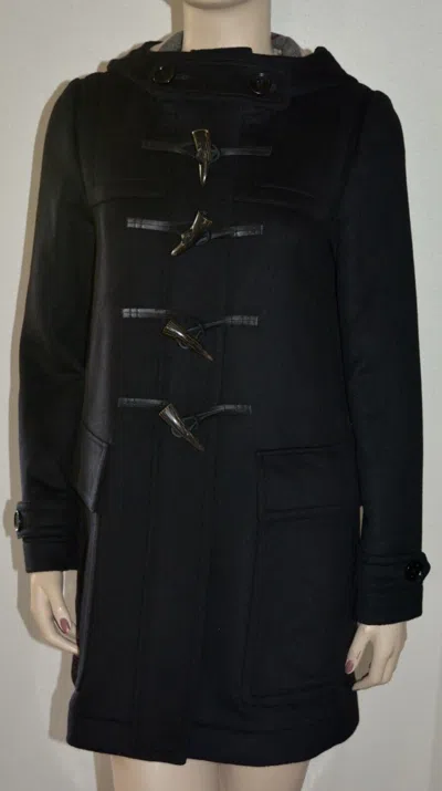 Pre-owned Burberry Womens Check Hooded Duffle Coat Jacket Us 10 Eu 44 In Black