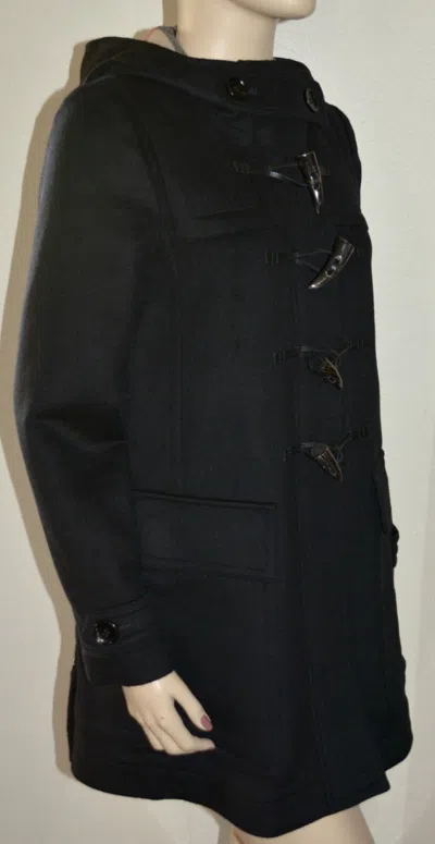 Pre-owned Burberry Womens Check Hooded Duffle Coat Jacket Us 10 Eu 44 In Black
