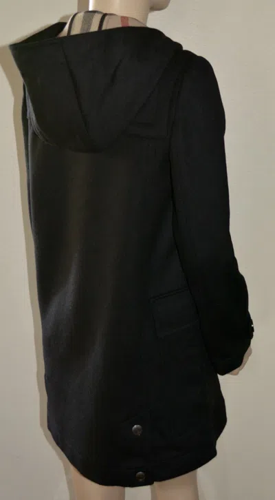 Pre-owned Burberry Womens Check Hooded Duffle Coat Jacket Us 10 Eu 44 In Black