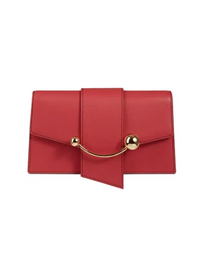Shop Strathberry Women's Crescent Leather Shoulder Bag In Rasberry Red Burgundy