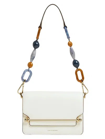 Shop Strathberry Women's East/west Mini Beaded Leather Bag In Vanilla