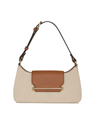 Shop Strathberry Women's Omni Canvas & Leather Top Handle Bag In Ecru