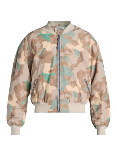Shop Acne Studios Men's O'leary Chine Camouflage Bomber Jacket In Orange Green