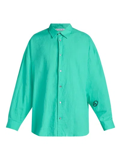 Shop Acne Studios Men's Setar Cotton Button-front Shirt In Green