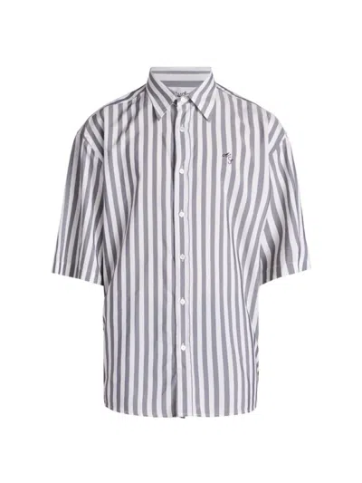 Shop Acne Studios Men's Sandrok Striped Button-front Shirt In Black White