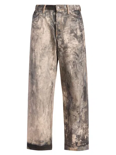 Shop Acne Studios Men's 1981 Splatter Loose-fit Jeans In Cold Grey