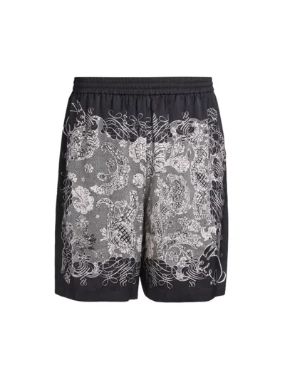 Shop Acne Studios Men's Rudent Graphic Cotton Shorts In Black Ecru