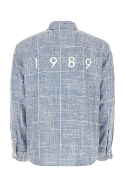 1989 Studio Flannel Shirt With Embroidered Back Print In Skyblue