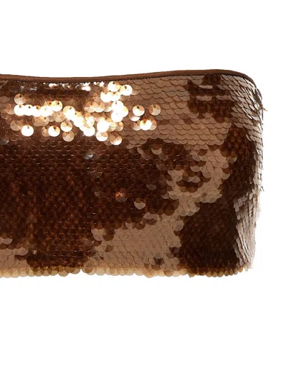 Shop Alberta Ferretti Sequin Top In Brown