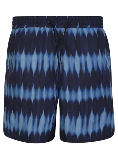 Shop Apc 'bobby' Blue Swim Trunks With Tie-dye Print And Drawstring In Nylon Man