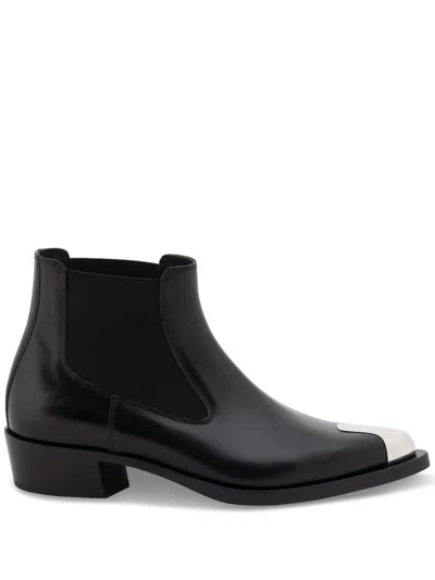 Shop Alexander Mcqueen Boots In Black/black/silver
