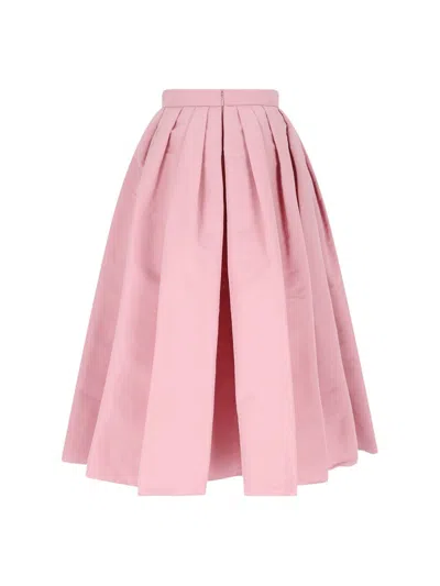 Shop Alexander Mcqueen Pleated Midi Skirt In Pink