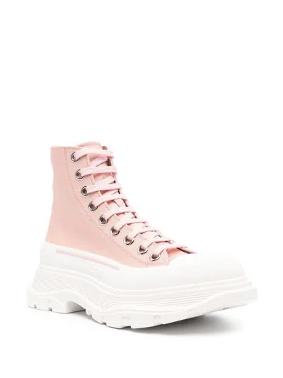 Shop Alexander Mcqueen Tread Slick Ankle Boots In Pink