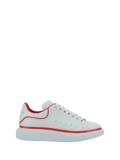 Shop Alexander Mcqueen White And Red Leather Oversized Sneakers