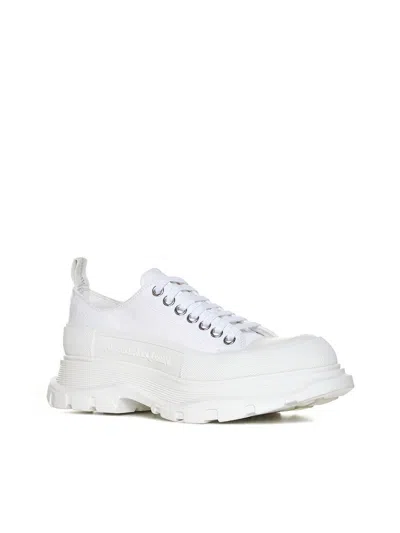 Shop Alexander Mcqueen White Leather Tread Slick Lace-up